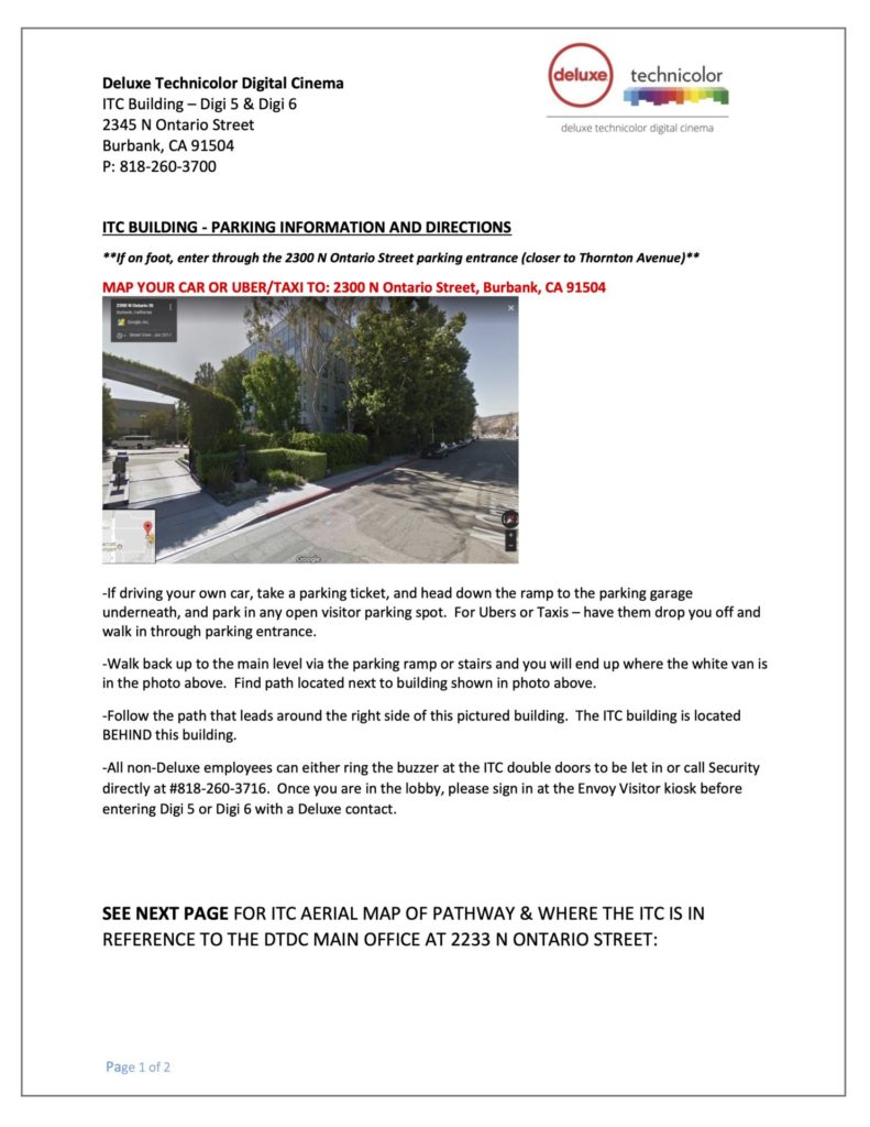 Directions to Deluxe ITC Building - Ontario Street 1